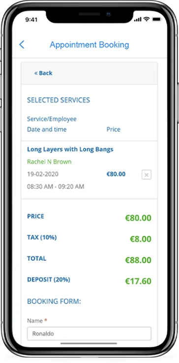 Appointment Booking screen