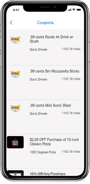 Coupons & GPS screen